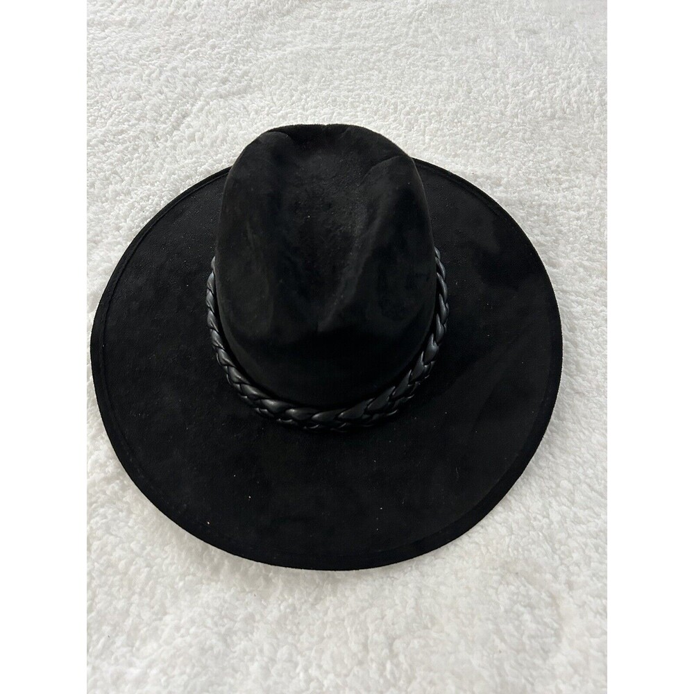 Anthropologie ASN Braided Rancher Hat Women Black Knotted Band Classic Sz S NWT